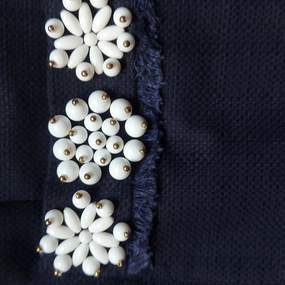 Rsvp by Talbots navy blazer with white beading - Picture 3 of 7
